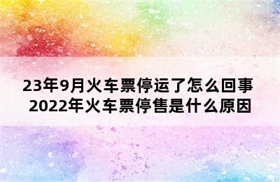 23年9月火车票停运了怎么回事 2022年火车票停售是什么原因